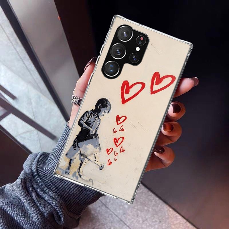 Street Art Banksy Graffiti Phone Case For Samsung Galaxy S23 S24 S25 Edge S26 Ultra S22 + S21 Plus S20 FE Cover Silicone Print S