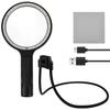 2 In 1 Hands Free Magnifying Glass With 30 Led Lights Portable Handheld & Neck Wear Magnifier For Reading Sewing Handicraft