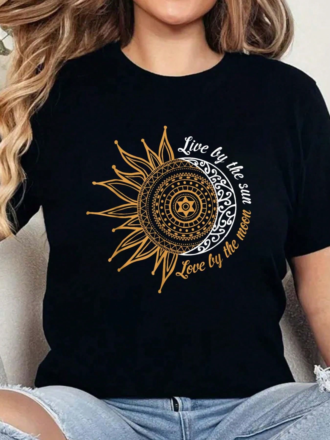 Boho Sun Moon Graphic T-shirt XL