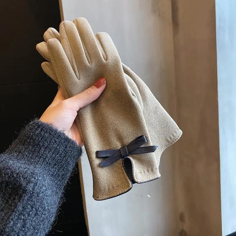 Women's Gloves Winter Warm Thickened Velvet Windproof Gloves Autumn Driving Cold Proof And Warm Touch Screen Split Finger