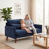 2 Seater Sofa Loveseat Sofa With Spring Cushions Wide And Deep Seat Wood Legs Blue