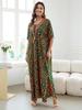 Orange Zebra-Print Locker Kaftan Sexy Strand-Coverups Für Frauen Sommer V-Ausschnitt Quasten Bindeband Seitenschlitz Robe Gemütliches Lässiges Hauskleid