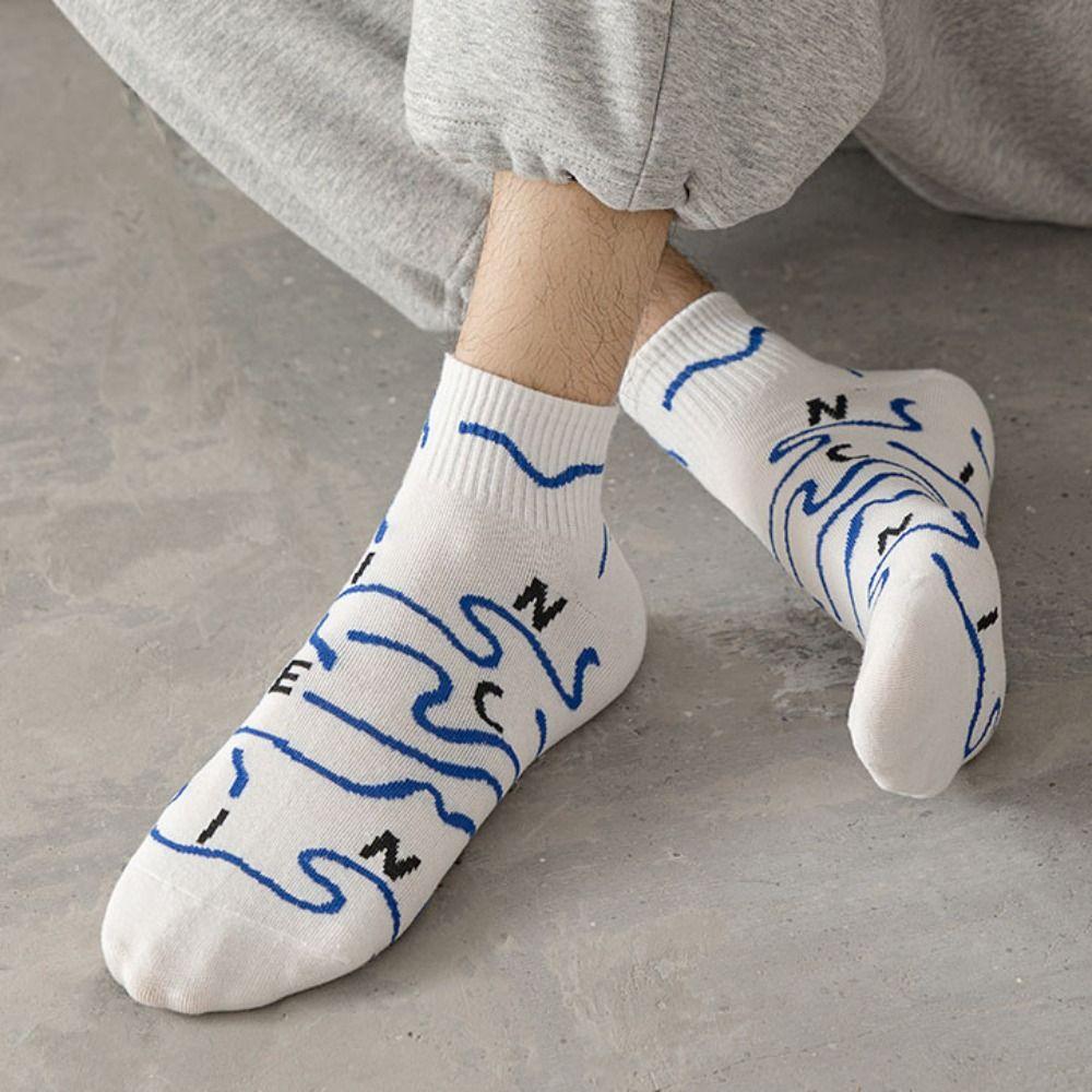 5Pairs Cotton Men's Mid-calf Socks Non-slip Sports Ankle Sock Fashion Men Tube Socks  Students