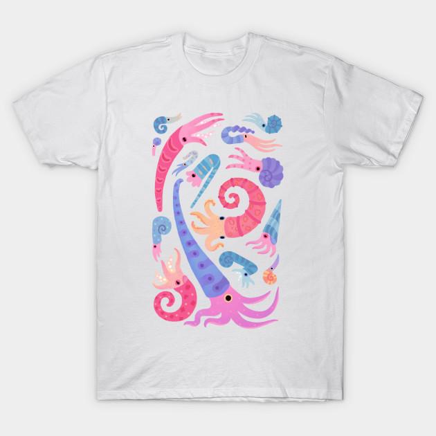 Men Black Print T-shirt Ancient Cephalopods No-Cut Transfer Paper Print Cotton Tshirt 3XL белый