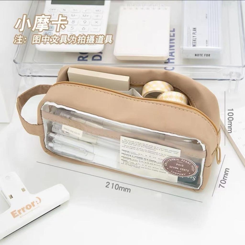 PVC transparent pencil case, simple three-dimensional zipper storage, waterproof stationery, cosmetic bag box, portable and exquisite
