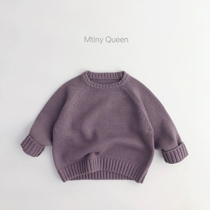 Kids' Spring & Autumn Retro Knit Sweater — Korean Style Raglan Sleeve Pullover for Boys & Girls, 100% Cotton.