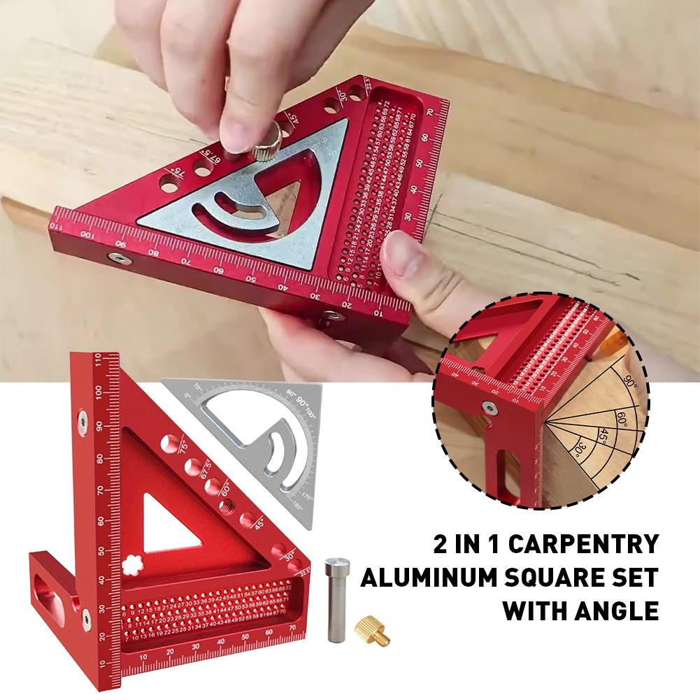Woodworking Aluminum Alloy Angle Ruler Set Pin Type Measuring And Marking Device With Angle Positioning Mortise And Tenon Nails