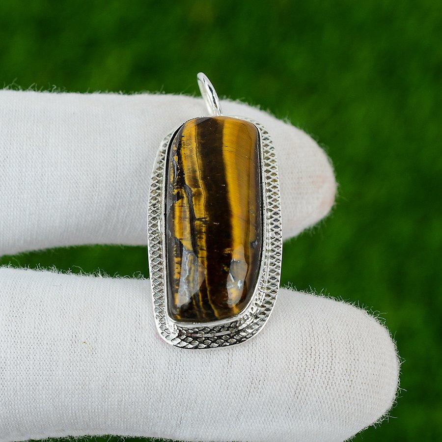 Sterling Silver Tiger Eye Stone Sacral Chakra Artisan Daughter New Boho Pendant