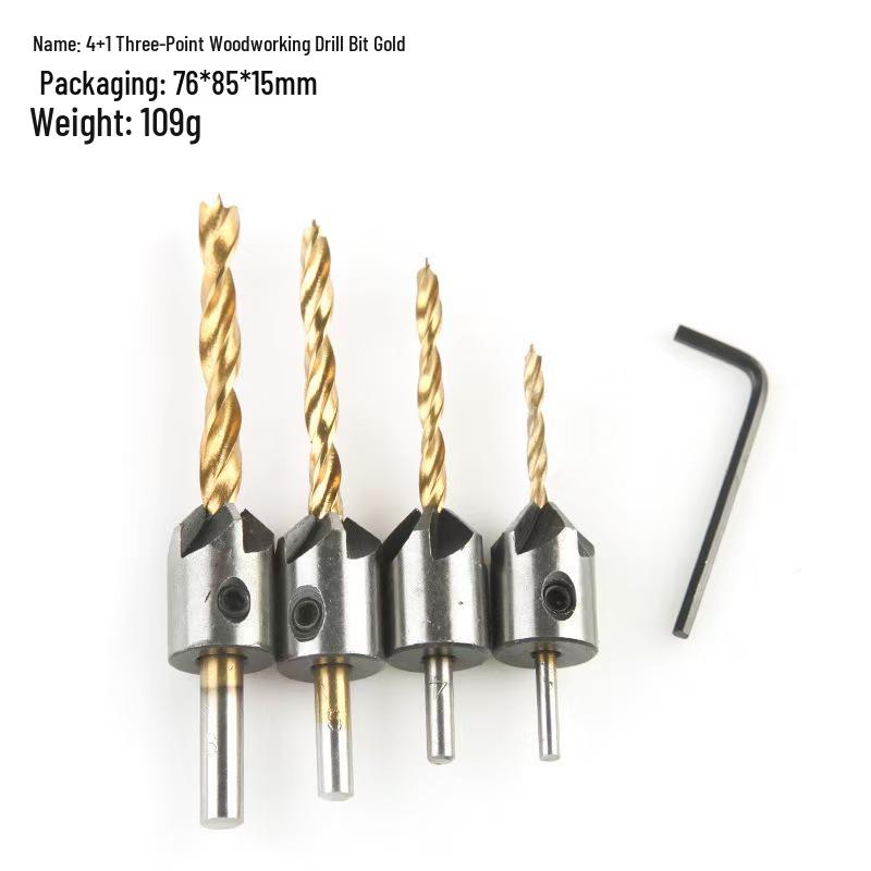 Foret à bois rétro à trois pointes réglable pour le fraisage et le travail du bois polyvalent