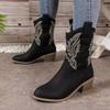 Winter New Round Head Leather Cover Wearing High Heels Women Versatile Comfortable Large Size Fashion Boots Women's Boots