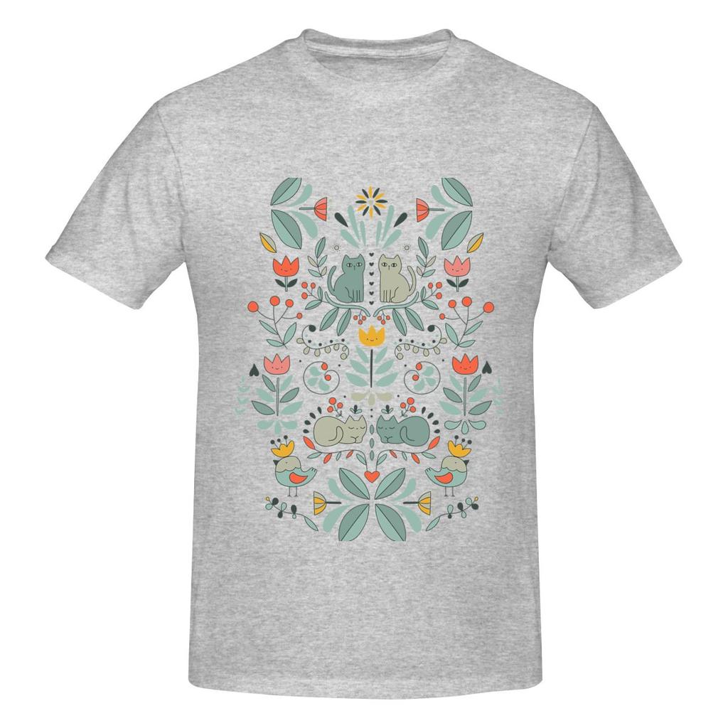 Swedish Folk Cats Lengthening Tshirt Urban Casual Soft Tones Tees