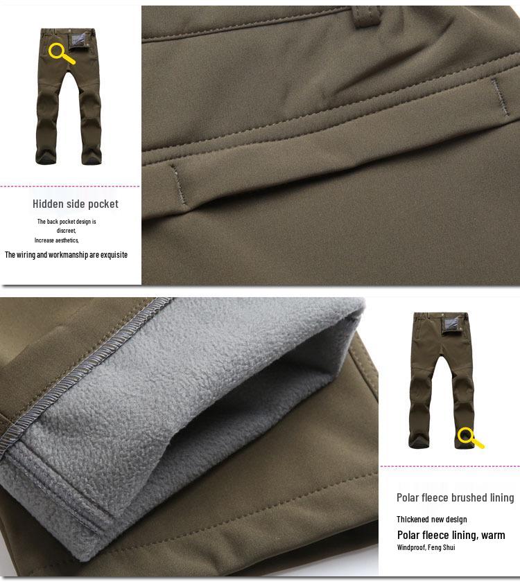 Men's and Women's Winter Soft Shell Fleece Pants: Warm, Thickened, for Outdoor Sports and Mountaineering