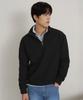 Binpolmen Textured Quarter-Zip Long-Sleeve T-Shirt Black