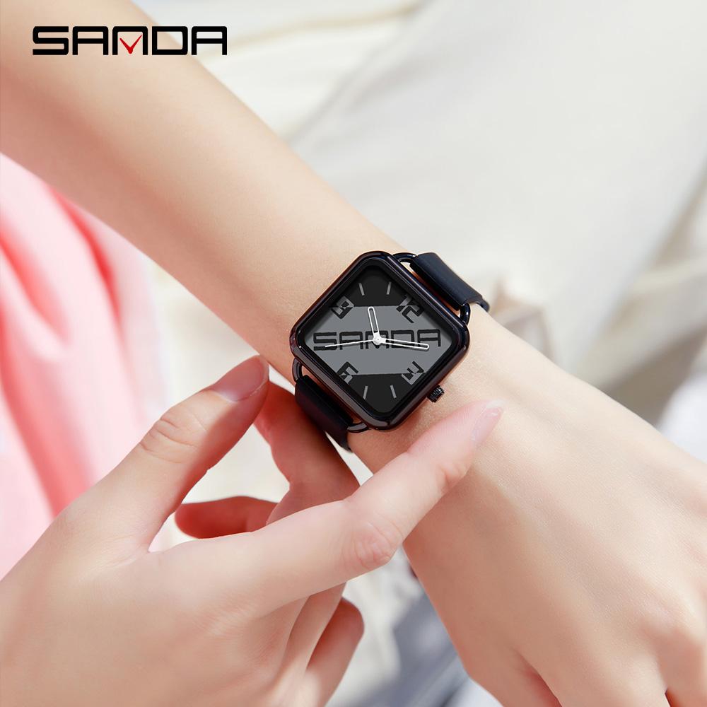 SANDA 3261 Student Quartz Watch Colorful Leisure Waterproof Creative Square Dial Fashion Men's and Women's Watches