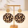 Women's Earrings, Exaggerated Geometric Round Leopard Print Pattern Earrings, Suitable for Daily Wear and Vacation Wear
