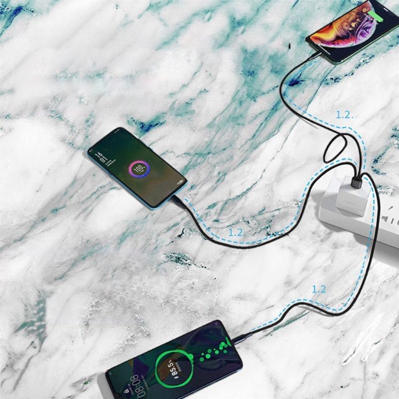 Upgraded Multi Charger Cable 3 in 1 Type C/Micro USB Charging Cable for Phones&Tablets Fast Convenient Charging Solution