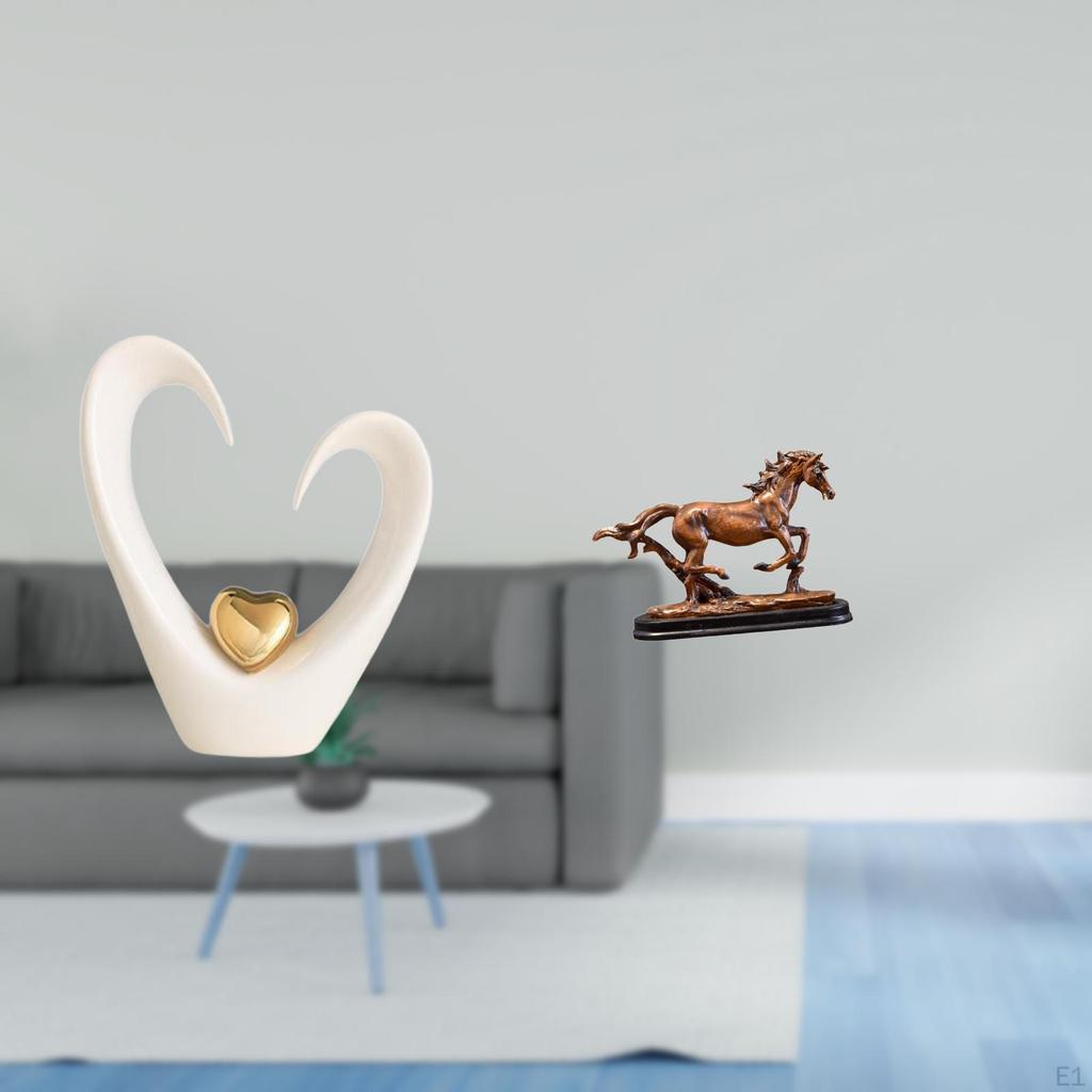 Minimalist Heart And Horse Sculpture Figurine Modern Collectible Art Ornament for Living Room Desk