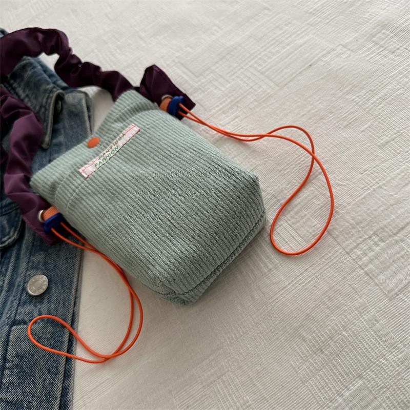 Korean Style Corduroy Crossbody Bag With Inner Phone Pocket For Streetwear Fashion