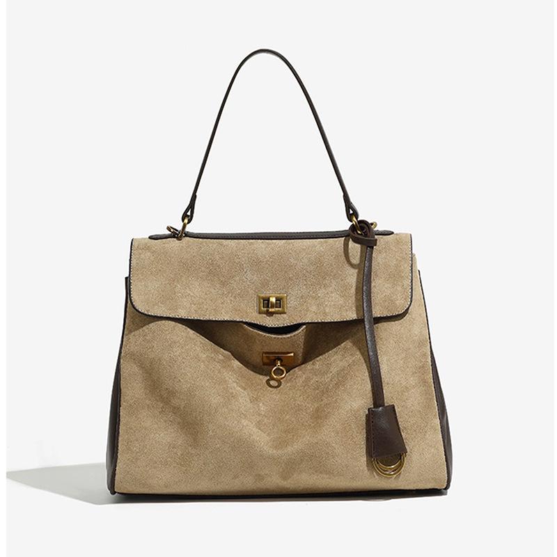 

Bag Made of Frosted Cowhide, Large Capacity Tote Bag, Women s Leather Buckle, Hand-held Kelly Bag, Single Shoulder Crossbody Bag абрикосовый