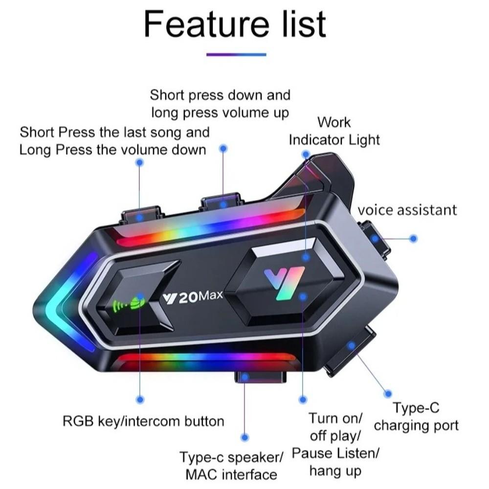 1pc RGB Colorful Mixing Motorcycle Helmet Speakers Bluetooth 5.3 Automatic Answer Helmet Headphone Hands-free Waterproof