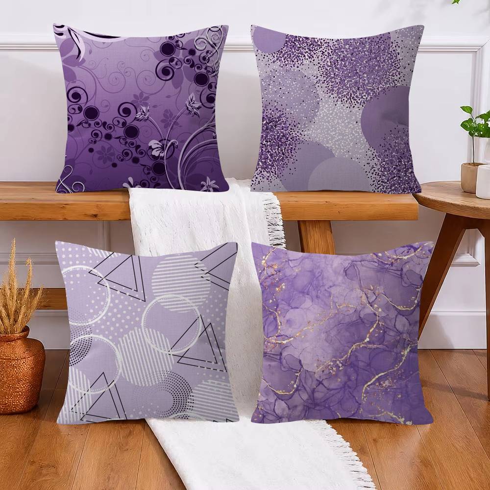 ART Purple Geometric Maple Design Cushion Cover Happy Autumn Harvest decor Holiday Decorati Pillow Cover