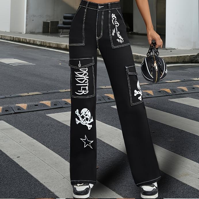 

Американские ретро-штаны для пикантной девушки, взрывные уличные рабочие штаны, свободные штаны