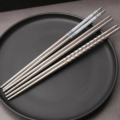 Chinesische Essstäbchen Edelstahl Rutschfest Sushi Essstäbchen Koreanisches Japanisches Essen Metallstäbchen Küchengeschirr 10 Paar/Los