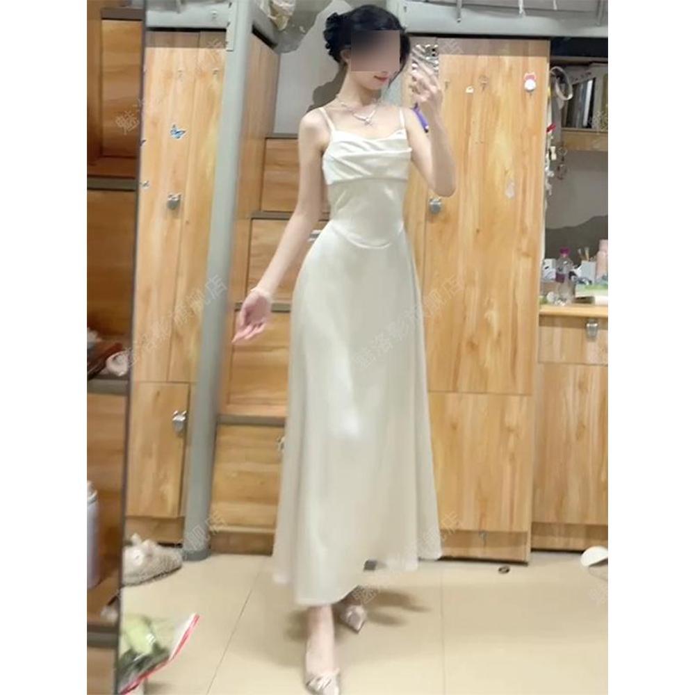 V-neck fashion casual suspender dress gentle temperament waist banquet dress dress summer