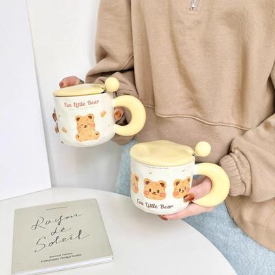 High-value Bear Mug, Girl Couple Water Cup, Birthday Gift, Souvenir, Office Real Ceramic Cup