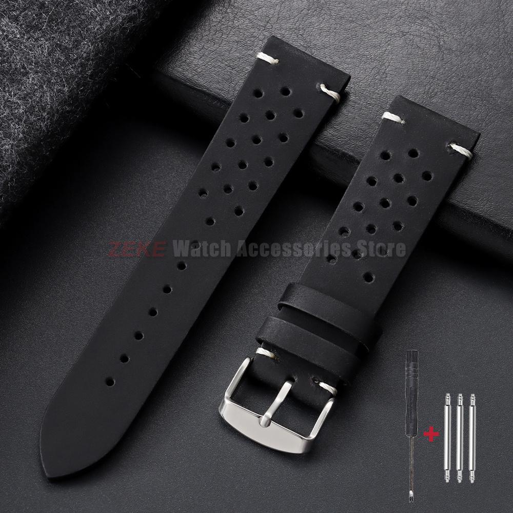 Watchband 18mm 19mm 20mm 21mm 22mm 24mm Handmade Stitching Cowhide Strap for Omega Men Perforated Breathable Wristband for Seiko