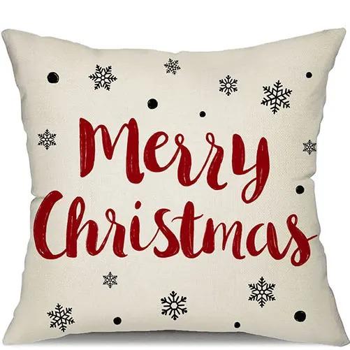 1 Piece of Merry Christmas Holiday Decoration Pillowcase Christmas Tree Snowman Pattern Sofa Cushion Suite Home Decoration Gift