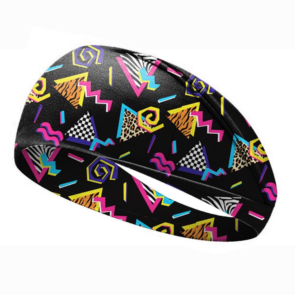 Bohemian Hair Bands for Women, Elastic Wide Edge Headbands, Sweat Absorbent & Breathable Headwear чёрный