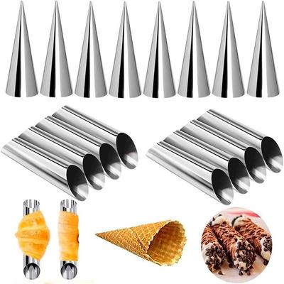 5 Pcs Cream Horn Molds Stainless Steel Cone Tubular Shaped Mold Baking Cones Horn Pastry Roll Kitchen Cookie Dessert Tool