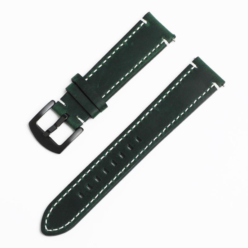 Retro Crazy Horse Leder Smartwatch-Armband, 18 mm 20 mm 22 mm, Echtes Rindsleder mit Schnellverschluss