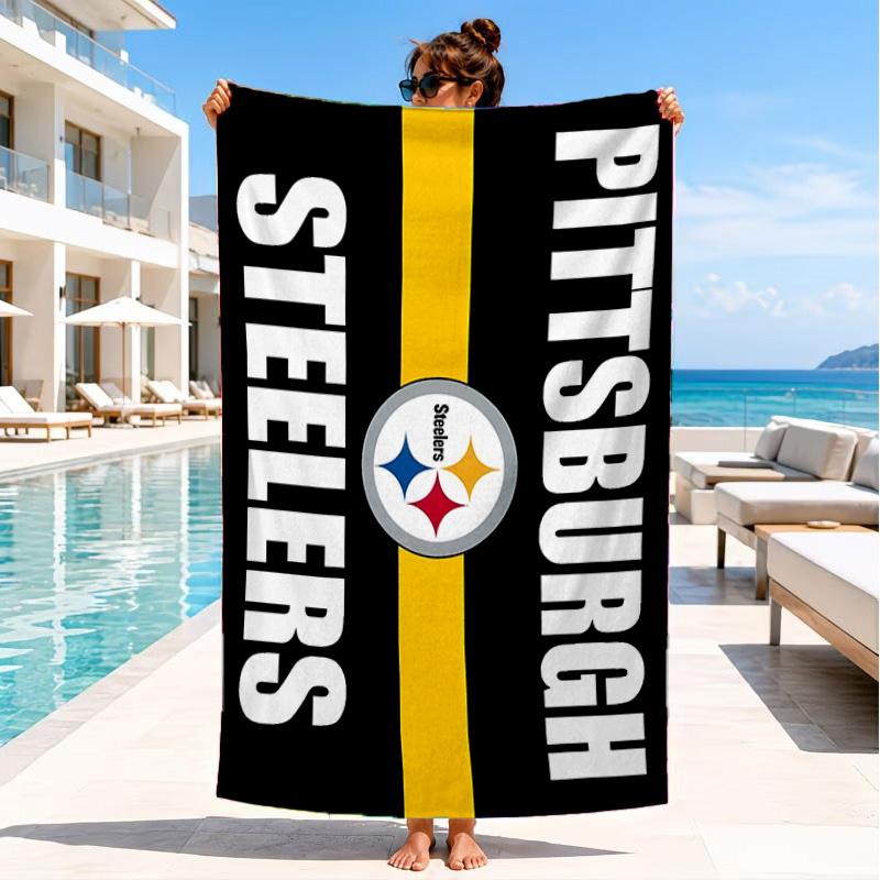 Asciugamano da Spiaggia Logo Pittsburgh Steelers, Asciugatura Rapida, Facile da Curare, Adatto Sia per il Fitness che per le Vacanze al Mare, Essenziale Sportivo