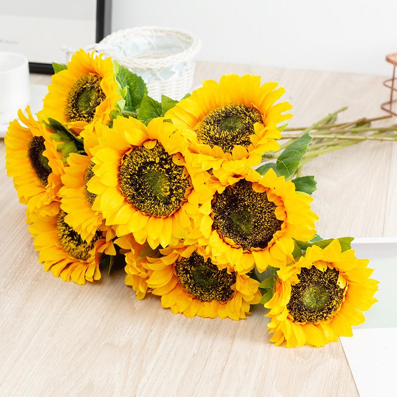 5/10/20pcs Sunflower Artificial Flowers Bouquet Realistic Outdoor Garden Autumn Decoration Home Floral Arrangement Wedding Decor