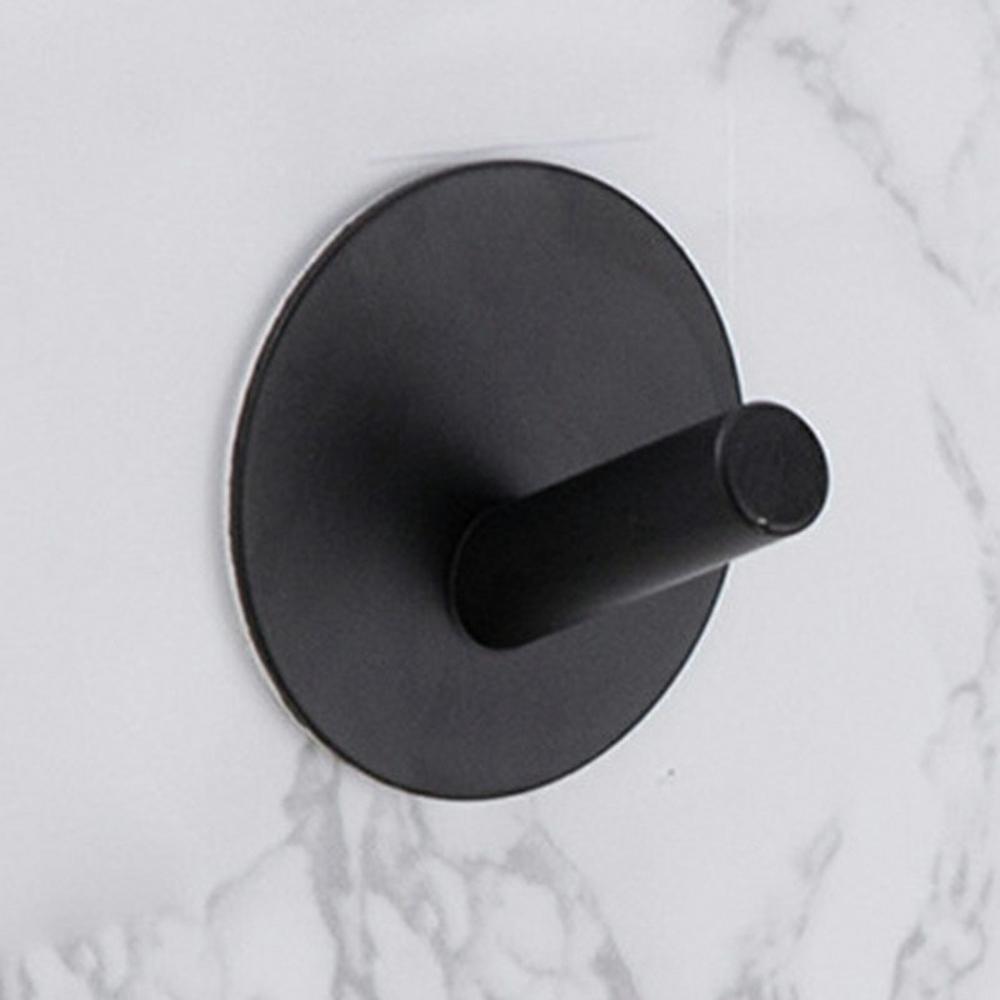 

Stainless Steel Adhesive Hooks Bathroom No Drilling Coat Hat Hanger Round Shape Strong Sticker A