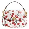Cassie 20 Cherry Print Flap Turnlock Leather Handbag Crossbody Small Women Handbags White Red CA831-B4HA