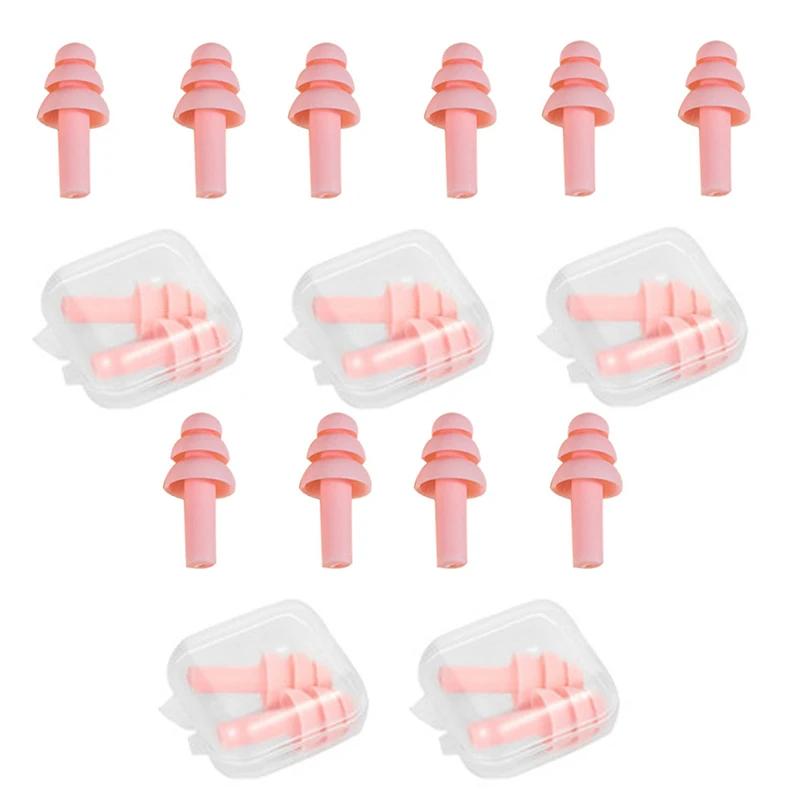 5pcs Silicone Ear Plug Ear Protection Sleeping Travel Anti-Noise Earplugs Waterproof Swim Earplugs for Adult Children Swimmers