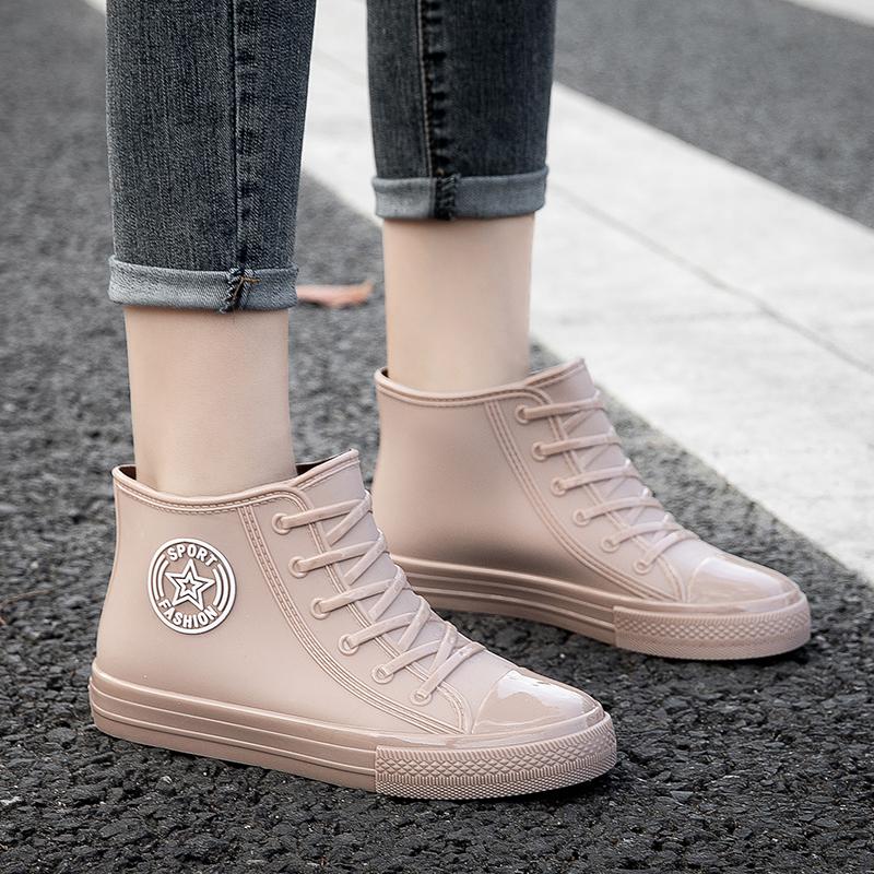 Stivali da pioggia corti antiscivolo alla moda da donna, scarpe da esterno in gomma, scarpe impermeabili da donna