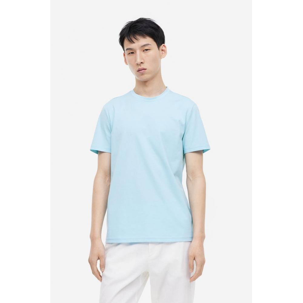 

Хлопковая футболка HM Slim Fit Pima Голубая