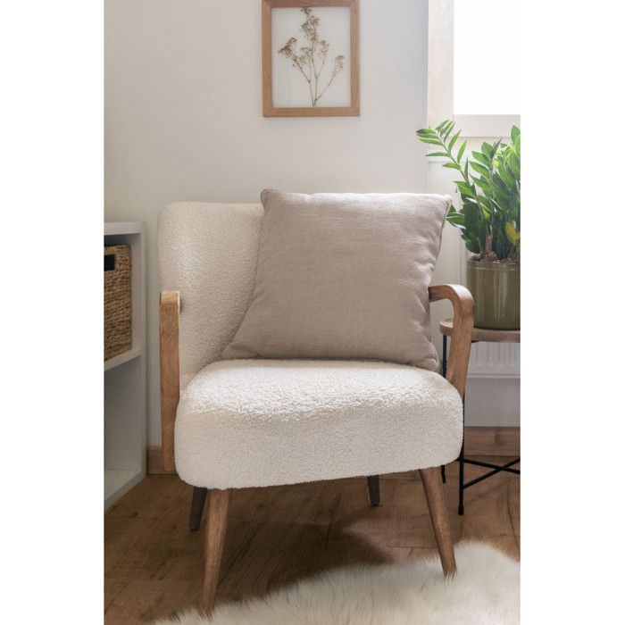 Coussin déhoussable avec passepoil 50 x 50 cm Polyester chenille "Osiris" Le fil d'Ariane