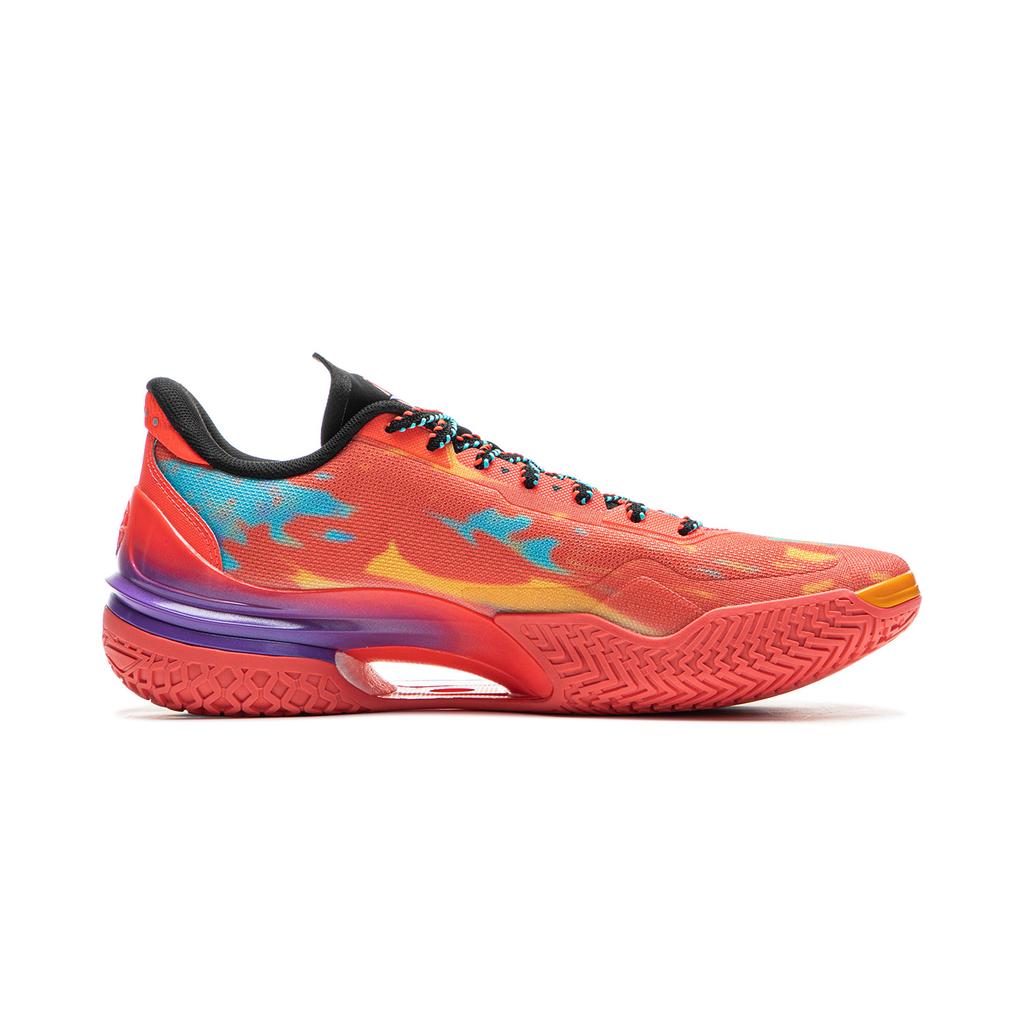 New LINING Knife 5 Basketball Shoes Men Low Top Fluorescent Flame Red ABAU101-6