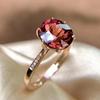 Luxury Adjustable Oval Red Tourmaline Gem Ring for Women
