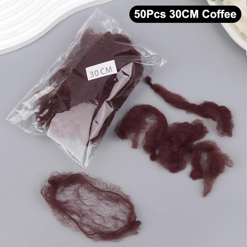 

50Pcs Hair Net Elastic Bundle Hair Invisible Hairnet Mesh Bun Hair Net For Bun Hair Hair Style Tool 30/50CM Hair Accessories 50Pcs 30cm coffee