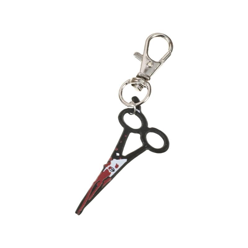 

Halloween Axes/Scissors Shaped Keychain Eerie Theme Plastic Design Keyring For Party Accessories And Bag Decorations