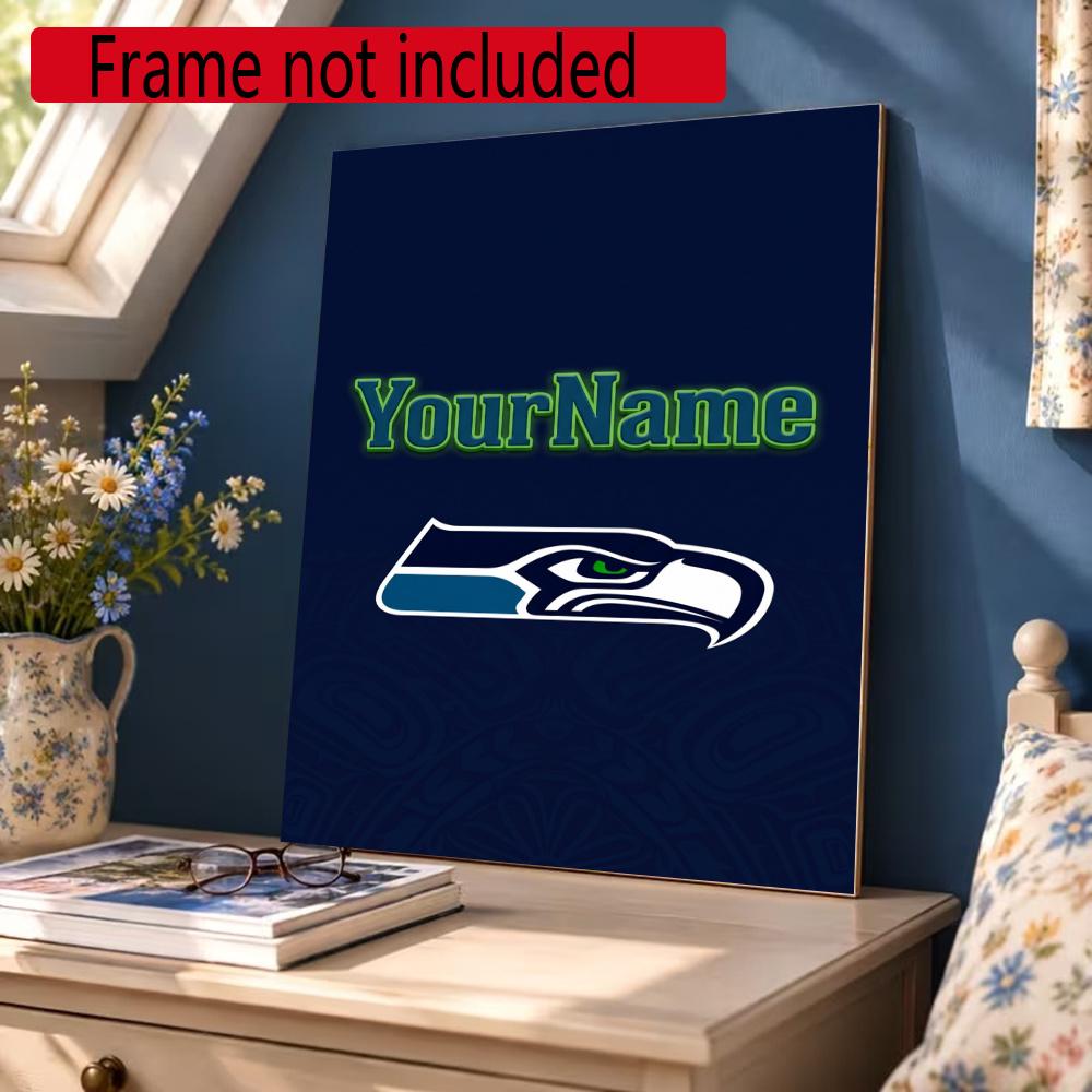 Seattle Seahawks Customize Your Name Diamond Painting Round Diamond Rhinestones Mosaic Diamond Embroidery Wall Paintings Rhinestones Gift Frameless