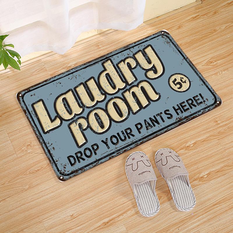 Tropical Bar Vintage Carpet Palm Tree Coconut Mat Good Drinks & Times Rug Home Decoration Retro Poster Non-Slip Floor Mat 40x60cm