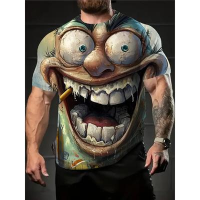 Koszulka z zabawnym abstrakcyjnym nadrukiem twarzy drukowana w 3D dla mężczyzn kobiet uliczna codzienna z krótkim rękawem unisex T-shirt oversize męskie koszulki