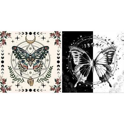Constellations Tarot Pattern Tablecloth Butterfly Moon Phases Tapestry Board Game Luck Altar Cloth Background Tapestry